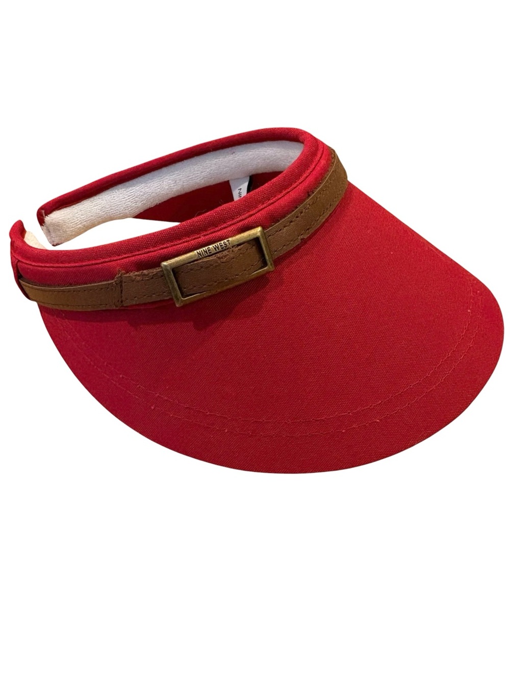 Women’s Nine West Red Visor with Brown Accent Strap NWT